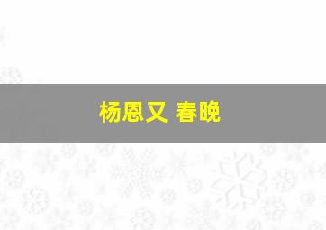 杨恩又 春晚